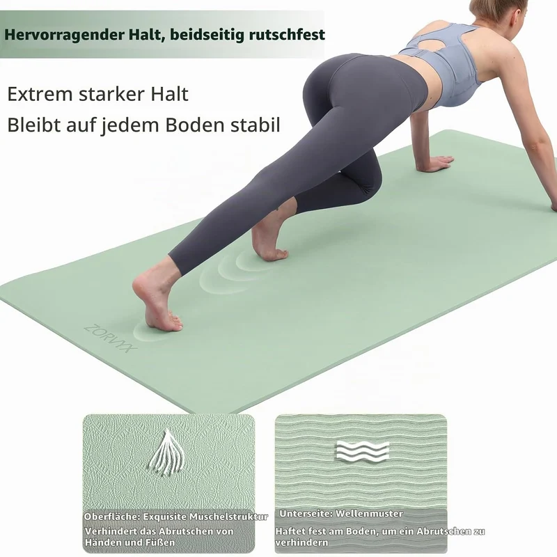 Yogamatte Dicke XXL 200×100cm TPE 10mm Dick Sportmatte Rutschfest Bequem für Zuhause und Freien, Fit
