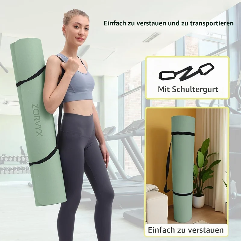 Yogamatte Dicke XXL 200×100cm TPE 10mm Dick Sportmatte Rutschfest Bequem für Zuhause und Freien, Fit