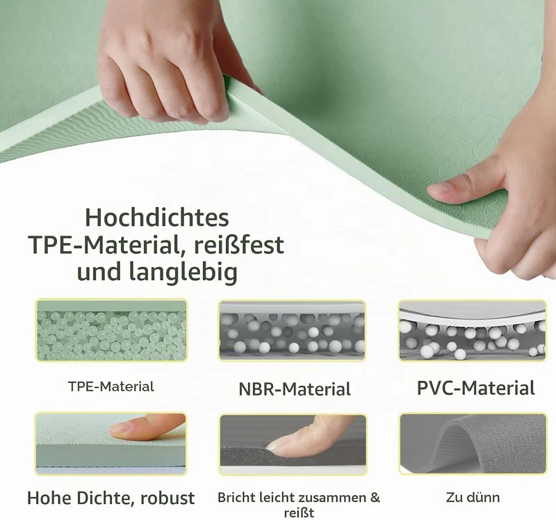 Yogamatte Dicke XXL 200×100cm TPE 10mm Dick Sportmatte Rutschfest Bequem für Zuhause und Freien, Fit