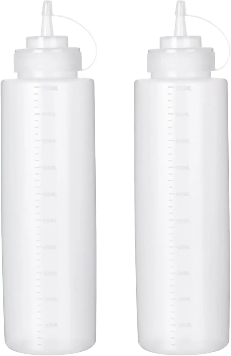Clear Squeeze Bottle for Kitchen & Dining - Precise Graduated Scale 1000 ml