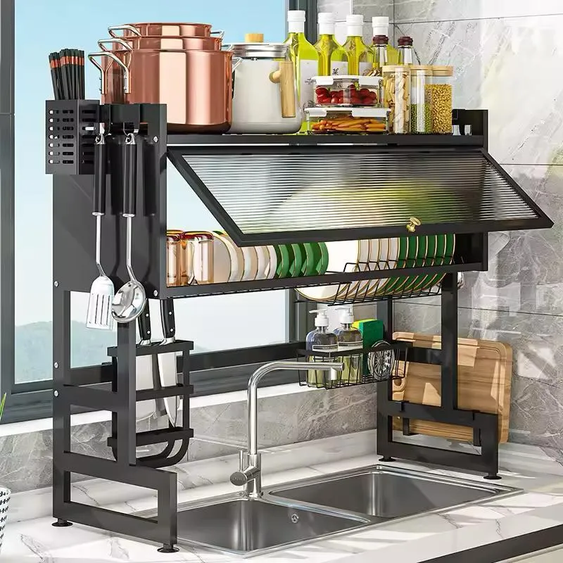 Kitchen Over-the-Sink Dish Drying Rack with Door