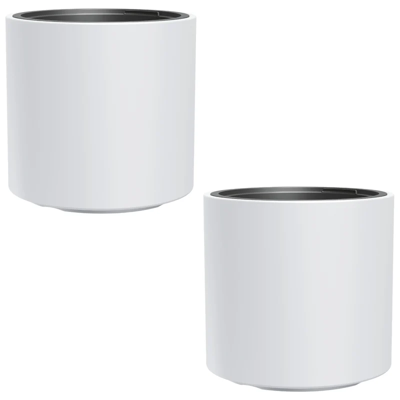HEOS frost-proof flower pot, white, with insert, capacity 31L, matte, DBHER470, 2 pieces