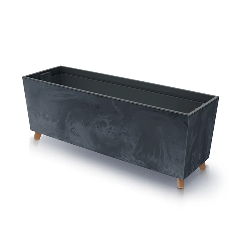 Prosperplast Urbi Case Flower Pot Legs Insert Rectangular Planter Concrete Effect 30 x 77cm Anthracite Plastic