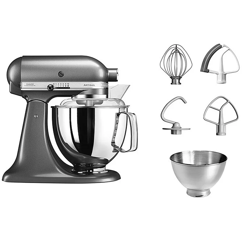 KitchenAid Artisan 5KSM175PSEMS Küchenmaschine 4,8L in Medaillon silber mit Zubehör