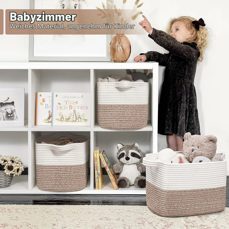 TIMEYARD Aufbewahrungskorb, Wäschekorb Klein, Korb Geflochten, Wäschekorb Kinderzimmer, Wäschesammle