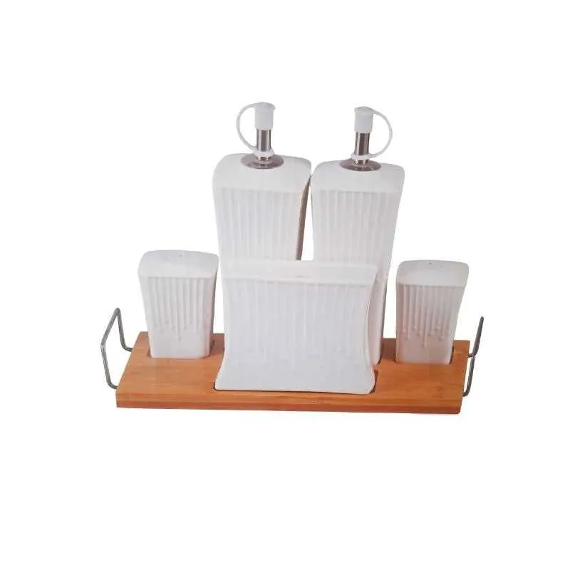 6PCS Seasoning Set with Bamboo Tray for Dining