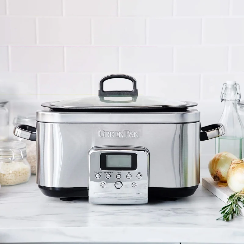 GreenPan Slowcooker - 6,0 Liter - Edelstahl - Keramische Antihaftbeschichtung