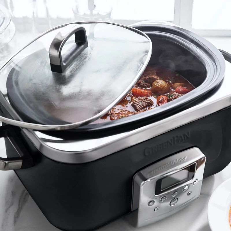 GreenPan Slowcooker - 6,0 Liter - Schwarz - Keramische Antihaftbeschichtung