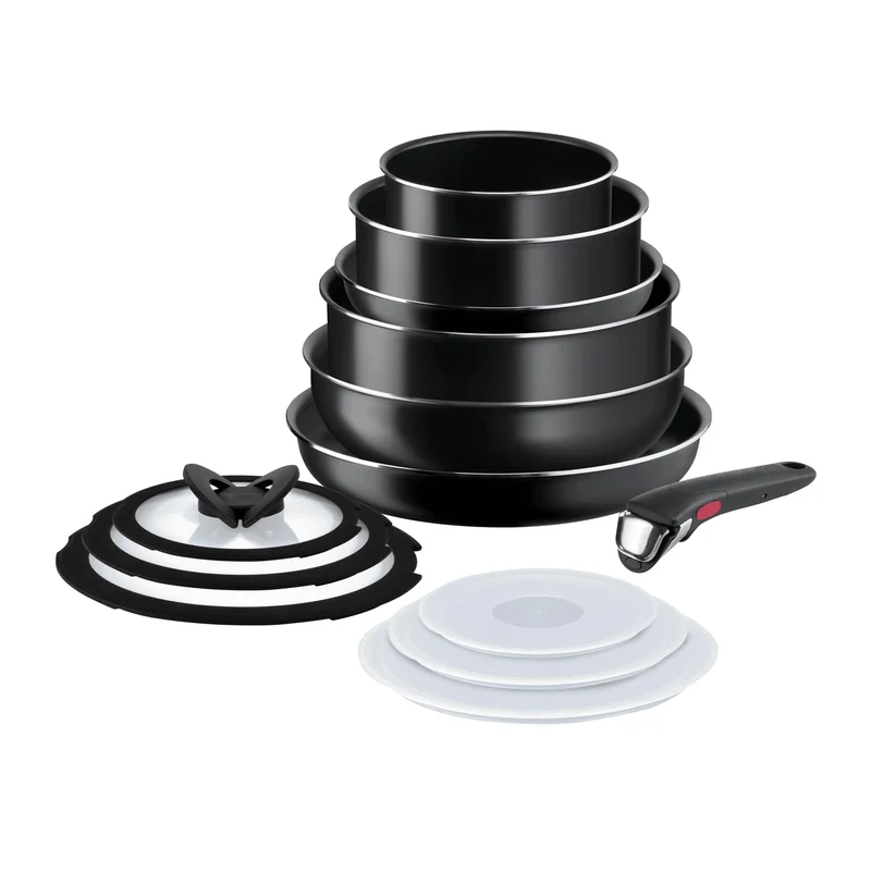 Lagostina Ingenio Easy Start Topf-Set, 13-teilig, abnehmbarer Griff 16 cm, 20 cm, 22 cm, 28 cm, 24 c