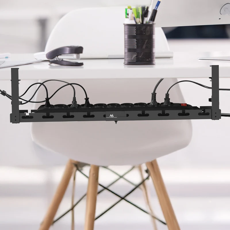 Maclean under-desk cable organizer, max. load 5kg, max. 728mm, black, MC-103 B