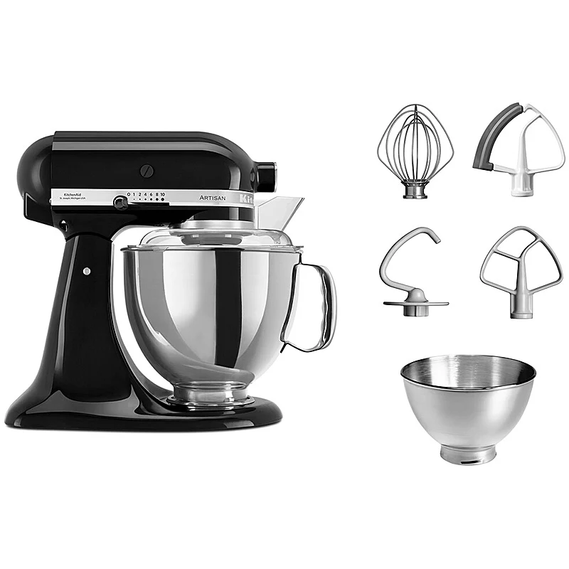 KitchenAid Artisan 5KSM175PSEOB Küchenmaschine 4,8L in Onyx Schwarz mit Zubehör