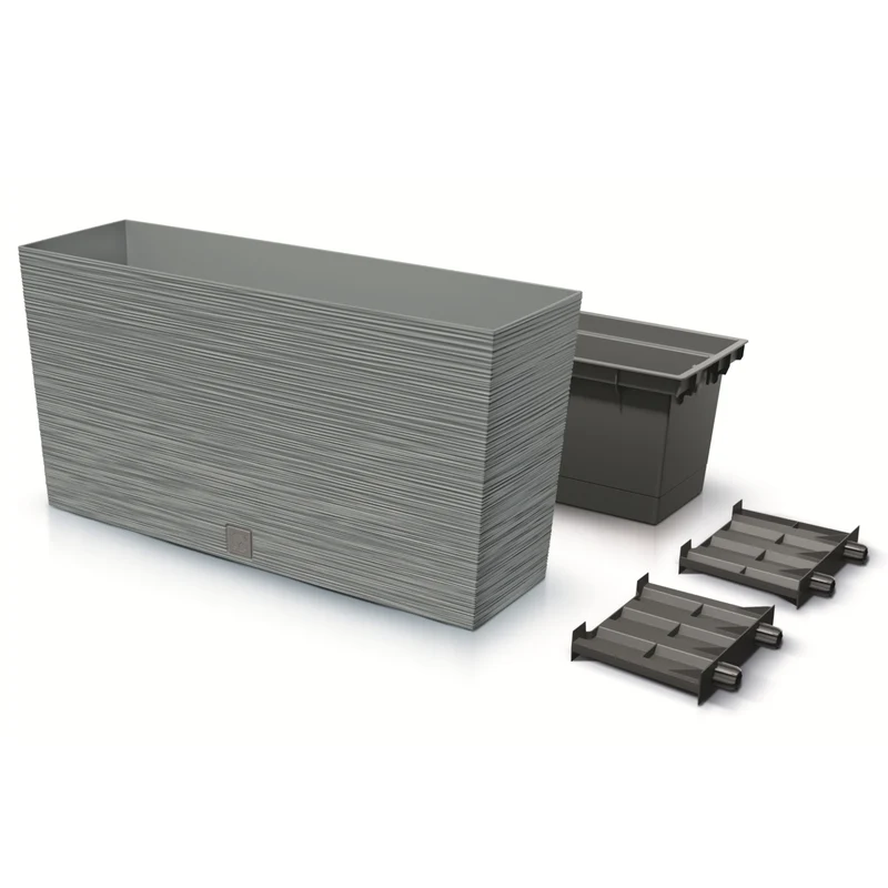 Prosperplast DFC800M-422U Furu Case Middle Planter with Insert Plant Trough Flower Pot Indoor Outdoor 77x23.5x41cm Concrete Grey