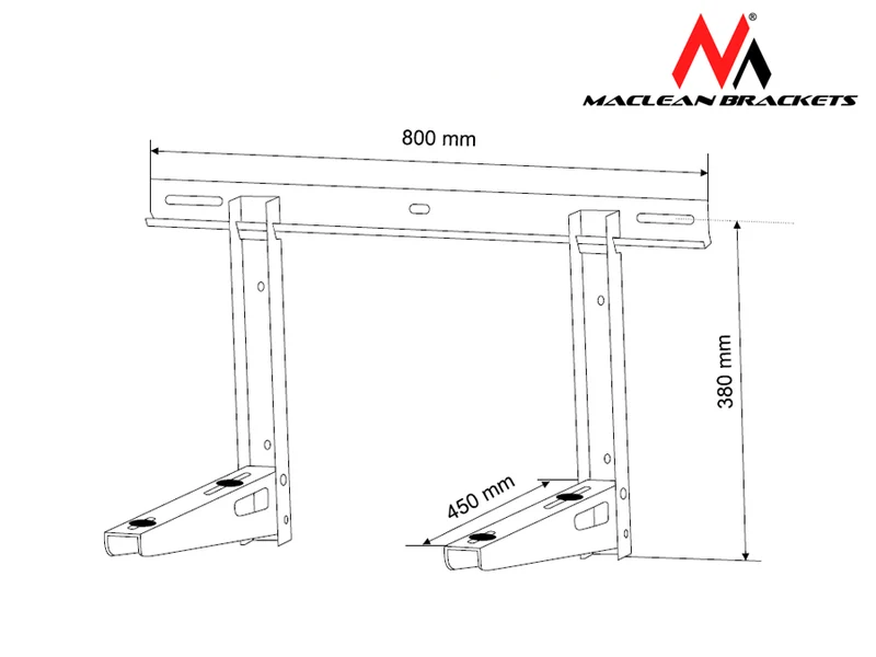 Air Conditioner Wall Mount Galvanized Steel Bracket up to 100kg Maclean