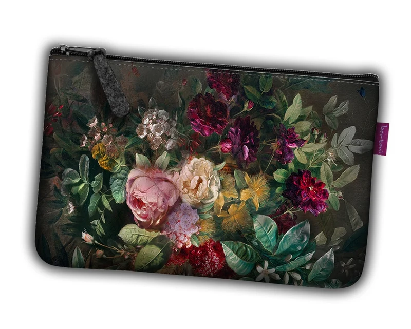 Felt bag organizer toiletry bag with zipper cosmetic bag for makeup organizer bouquet of flowers