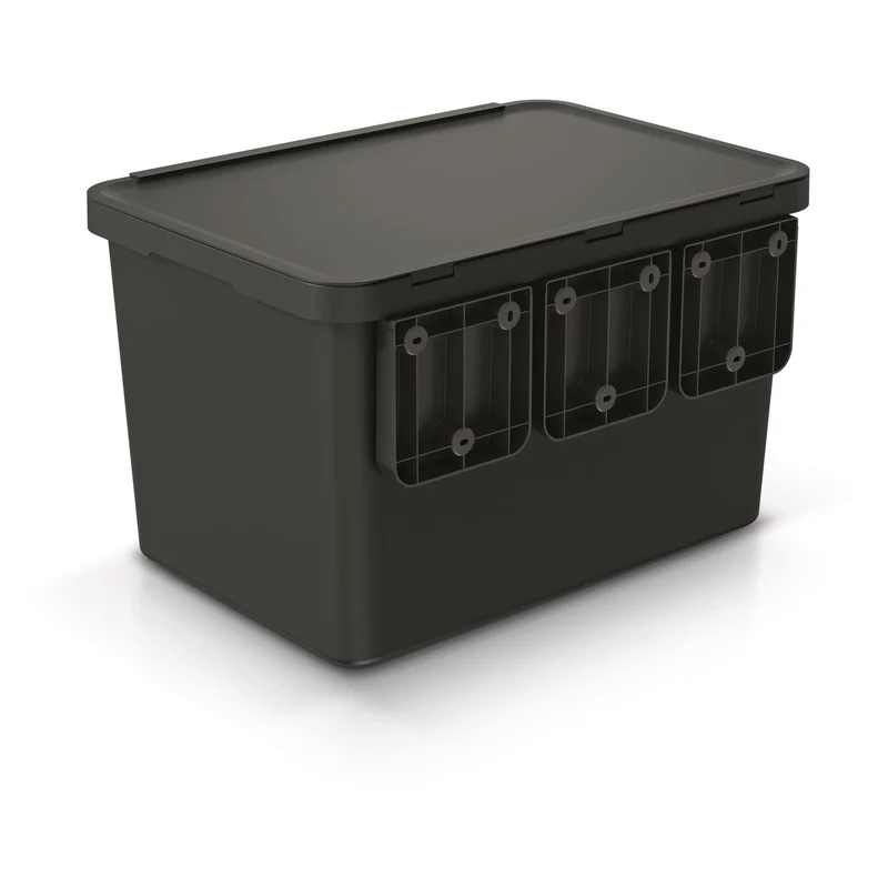 Keden Systema NKS60W4-427C Sorting Recycling Bin with 4x 10L Compartments Segregation Dustbin Trash Can with Lidded Bins - Black