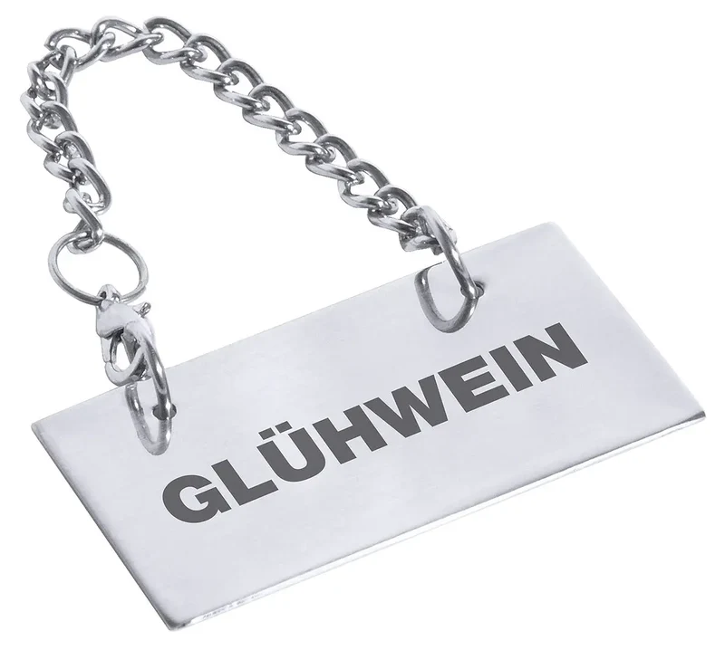 Edelstahl Schild für Kannen: GLÜHWEIN