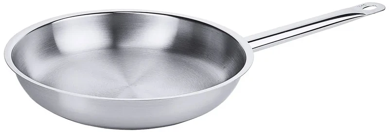 Edelstahl Bratpfanne mit Rohrgriff und Schüttrand 20-32cm