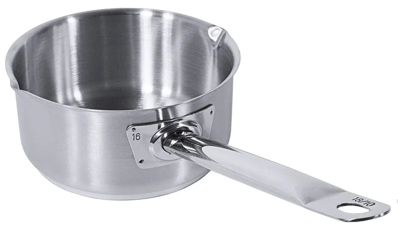Edelstahl Stielkasserolle mit Rohrgriff & Ausguss 16-20 cm