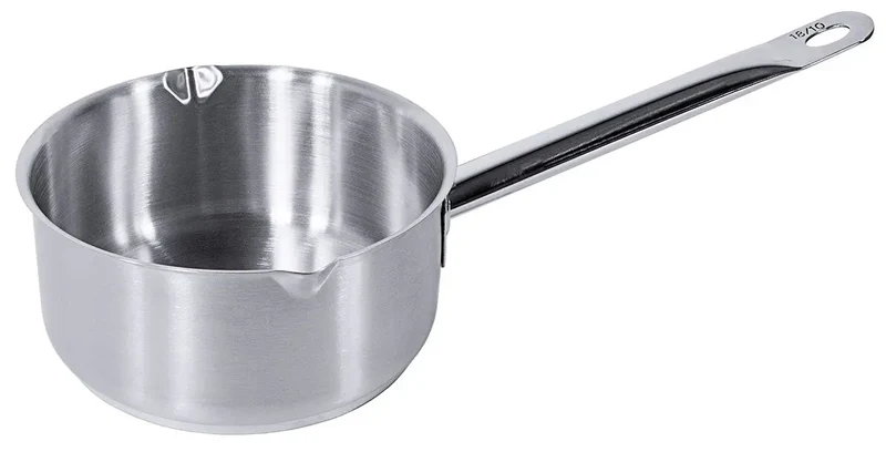 Edelstahl Stielkasserolle mit Rohrgriff & Ausguss 16-20 cm