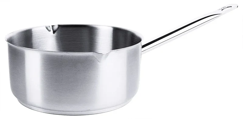 Edelstahl Stielkasserolle mit Rohrgriff & Ausguss 16-20 cm