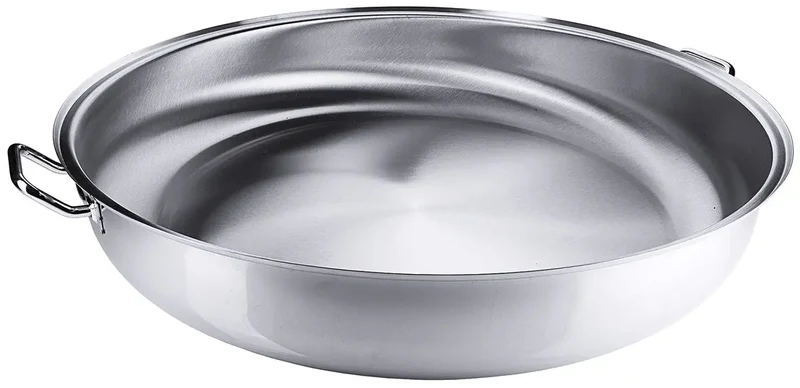 Edelstahl Bratpfanne mit zwei seitlichen Kaltgriffen & Schüttrand Ø 20-80cm