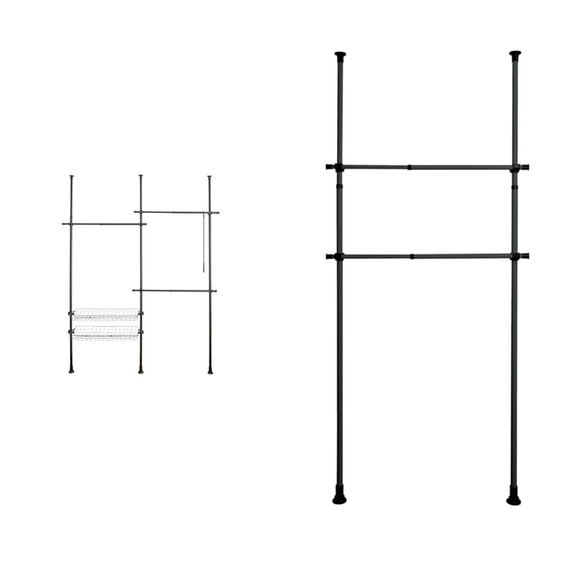 WENKO Teleskop-System Herkules Duo, verstellbares Ordnungssystem, 3 Kleiderstangen & Kleiderstange H