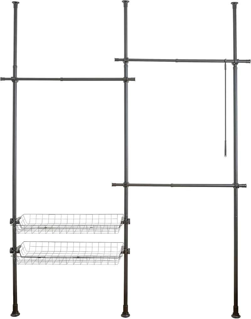 WENKO Teleskop-System Herkules Duo, verstellbares Ordnungssystem, 3 Kleiderstangen & Kleiderstange H