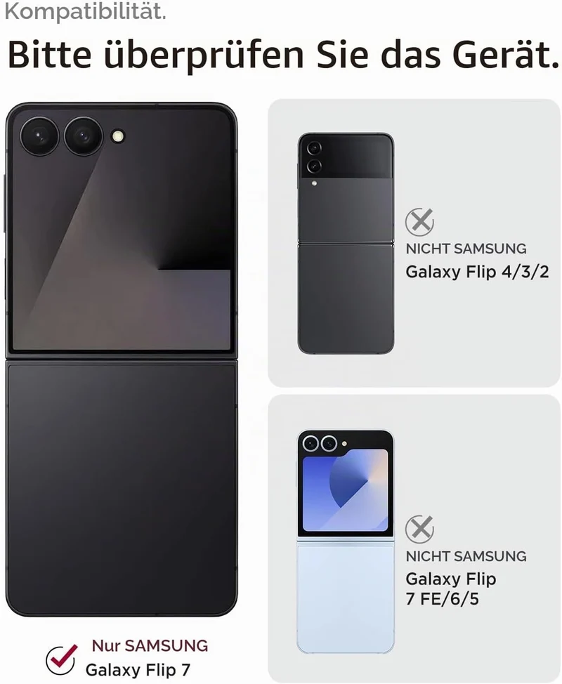 Miimall Lederhülle Kompatibel mit Samsung Galaxy Z Flip 7 Hülle mit Ring Ständer & Kameraschutz [Lux
