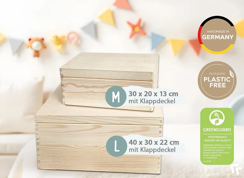 Little Deco Erinnerungsbox Baby Weltall Holzkiste personalisiert | 30 x 20 x 13 cm | Erinnerungskist