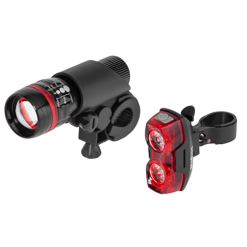 Rebel URZ0910 Bike Light Set Battery Powered Front and Rear Light Cycling Headlights and Taillights