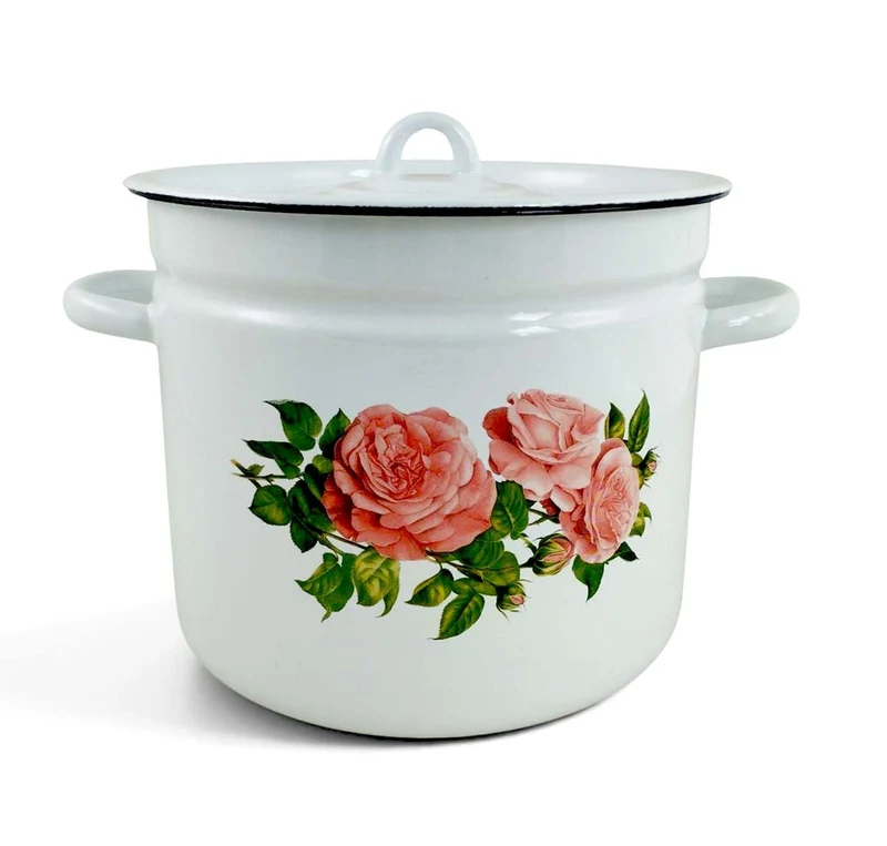 Emaille Kochtopf Topf 7 Liter mit Motiv ca 23cm Durchmesser/Retro Nostalgie Geschirr