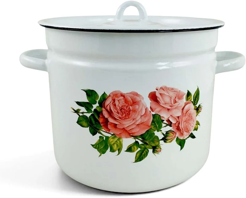 Emaille Kochtopf Topf 7 Liter mit Motiv ca 23cm Durchmesser/Retro Nostalgie Geschirr