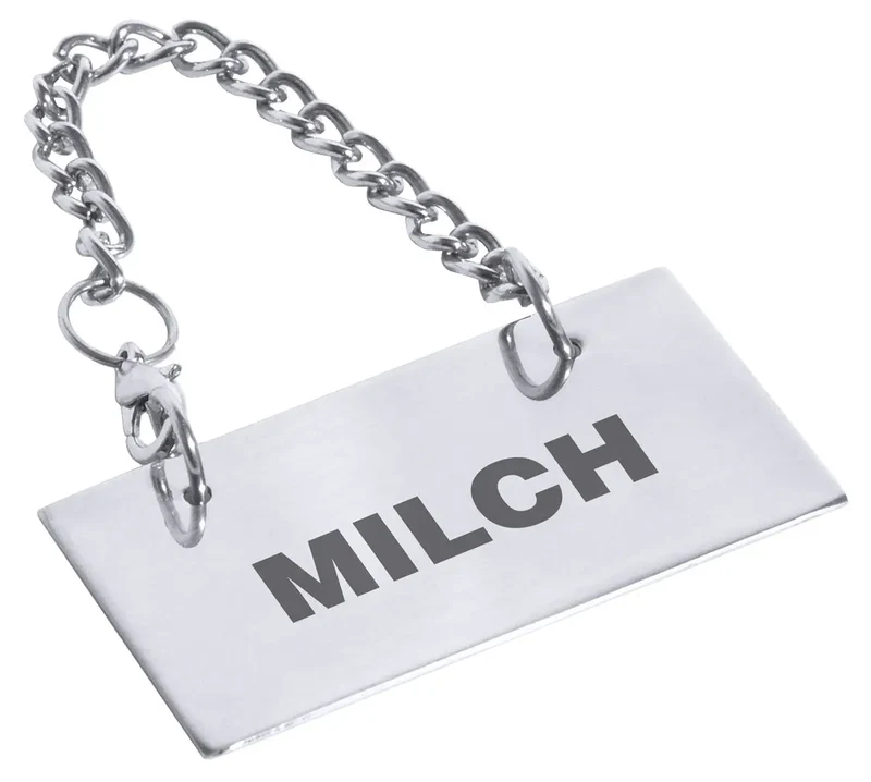 Edelstahl Schild für Kannen: MILCH