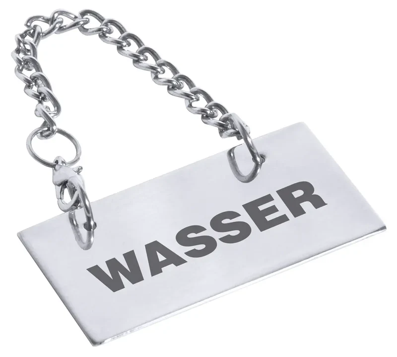 Edelstahl Schild für Kannen: WASSER