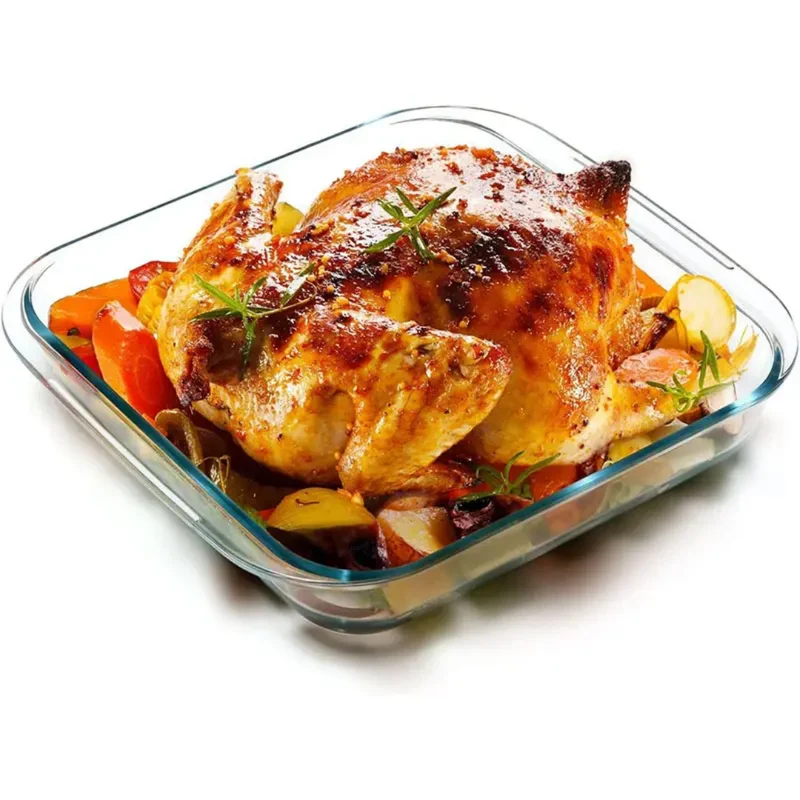 High Temperature Resistance Glass Baking Square Tray 1 L