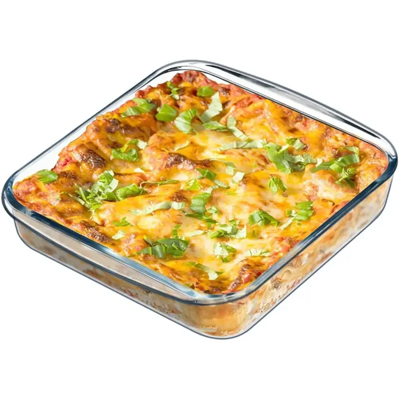 High Temperature Resistance Glass Baking Square Tray 1 L