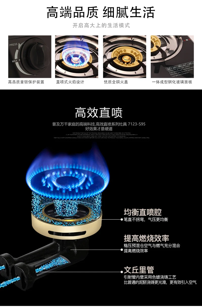 Glass Top CAMY Two Burner Gas Cooker Auto Ignition