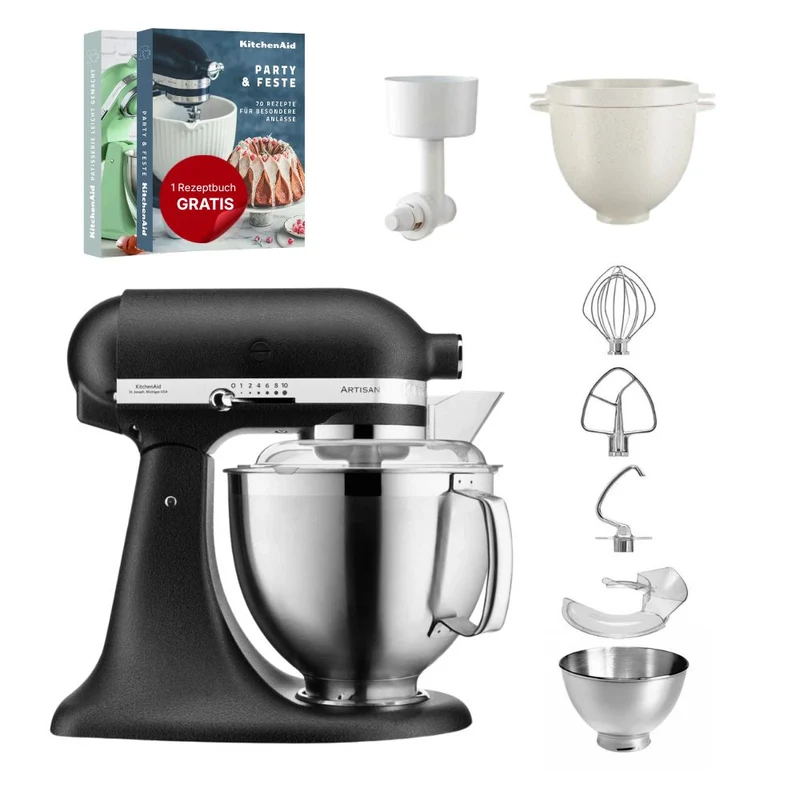 KitchenAid 4,8 L 5KSM185 Artisan Küchenmaschine Breadlover Messerschmidt Getreidemühlenvorsatz, Brotbackschüssel