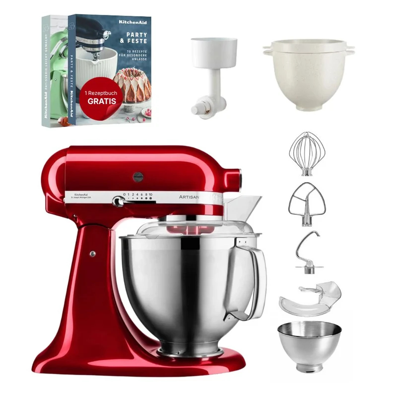 KitchenAid 4,8 L 5KSM185 Artisan Küchenmaschine Breadlover Messerschmidt Getreidemühlenvorsatz, Brotbackschüssel