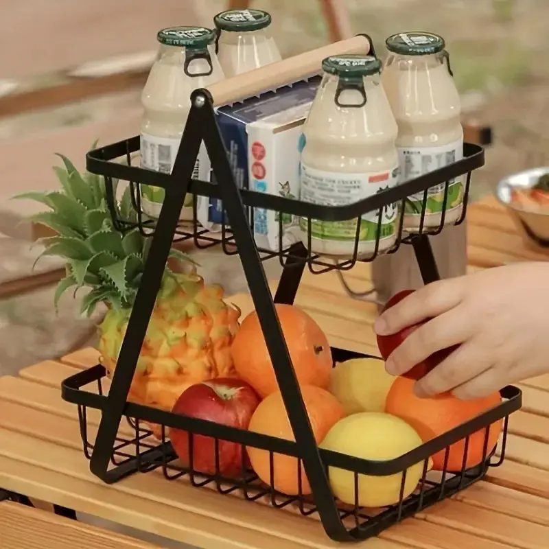 2 Tier Kitchen Fruit Vegetable Steel Basket