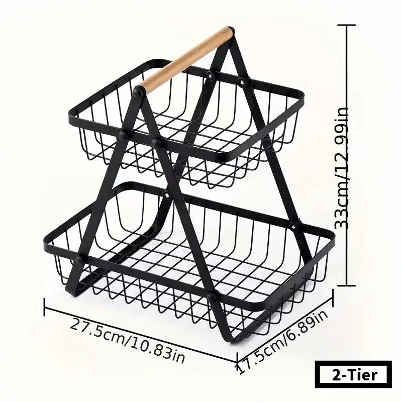 2 Tier Kitchen Fruit Vegetable Steel Basket