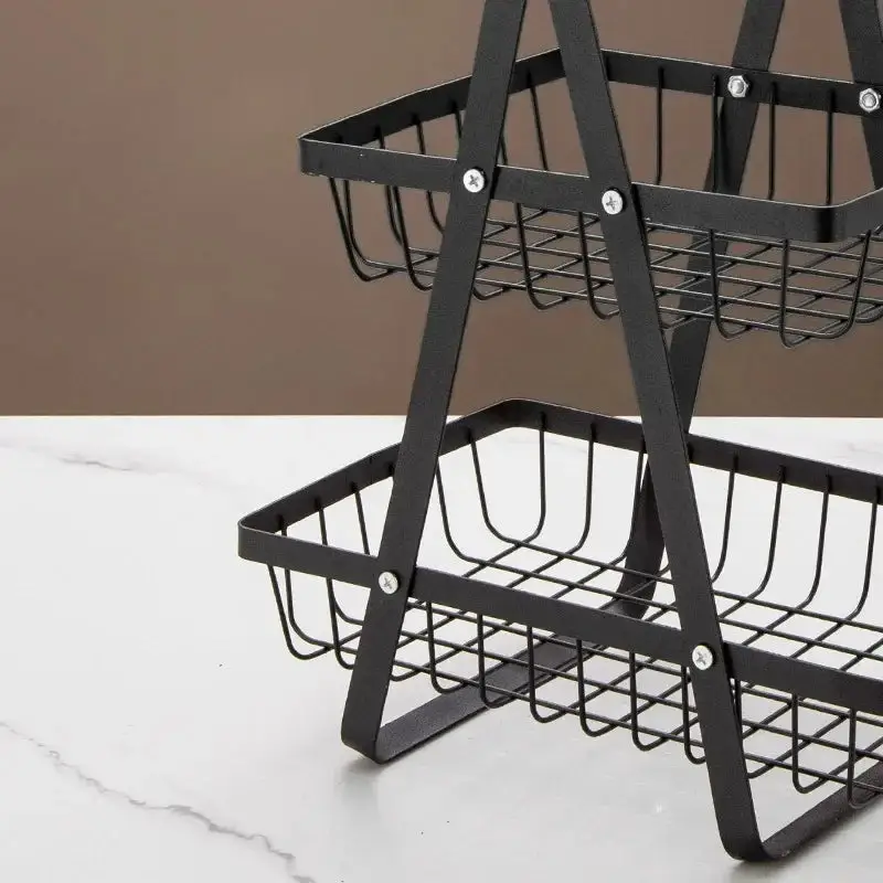 2 Tier Kitchen Fruit Vegetable Steel Basket