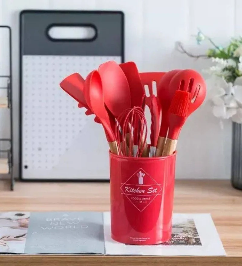 12pcs Silicone Kitchen Utensil Set Red
