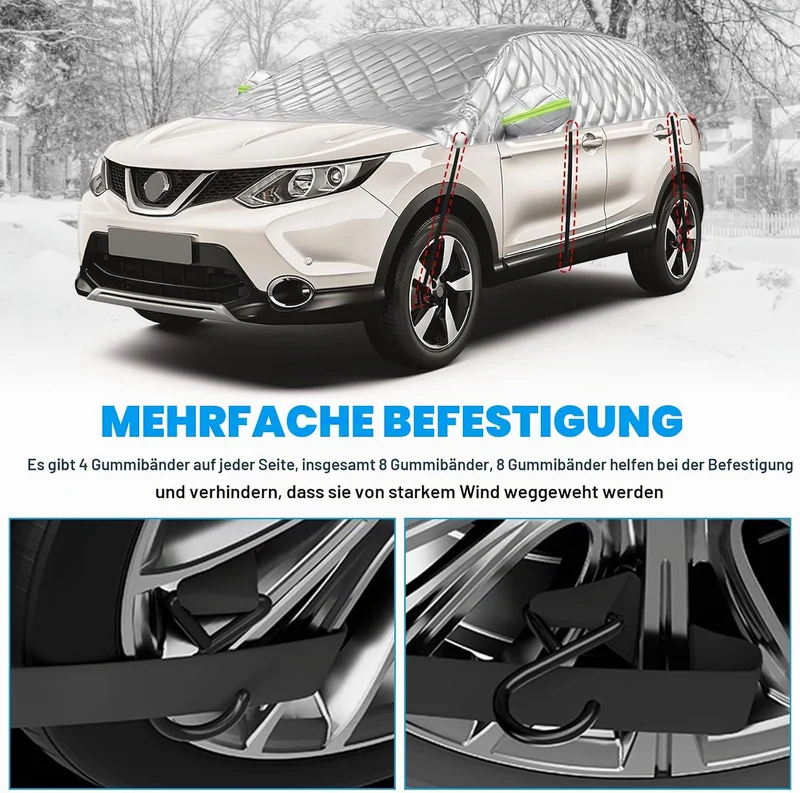 Halbgarage für Nissan Qashqai 2013-2025, Halbe Autoabdeckung Winter Sommer, Abdeckplane Auto Schutz