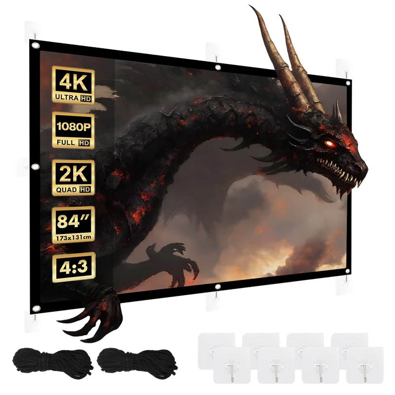Maclean projection screen, 84", 175x131cm, 25mm 4:3 border, tension hooks, MC-166
