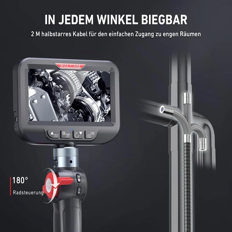Ralcam Endoskopkamera mit Licht Endoscope Camera - Endoskop 8,5 mm Inspektionskamera 4,3" HD 1080P R