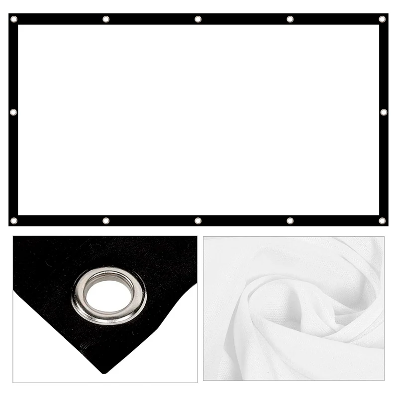Maclean MC-980 Projection Screen, 84", 177x99cm, 25mm 16:9 Border, Tension Hooks, White