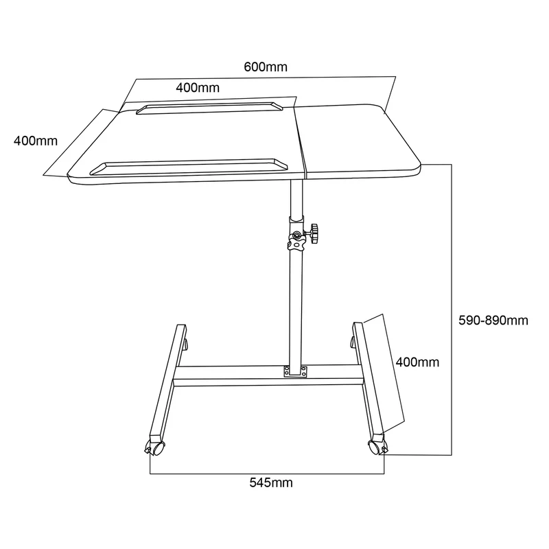 Maclean mobile desk/laptop stand, white, height adjustment 59-89cm, max. 30kg , MC-121 B