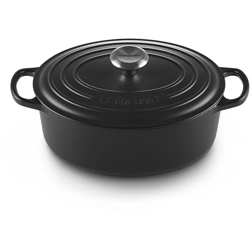 Le Creuset Bräter Signature oval 31cm Schwarz matt innen & außen