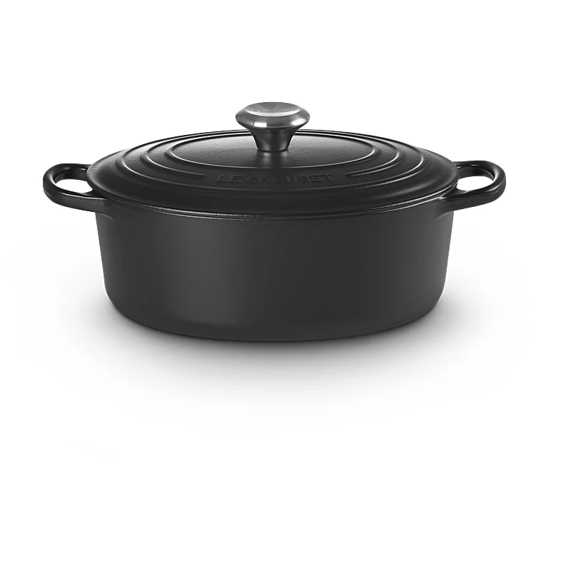 Le Creuset Bräter Signature oval 31cm Schwarz matt innen & außen